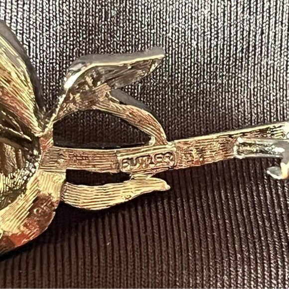 Vintage Butler Black Rose Brooch Aurora Borealis Iridescent Rhinestones - Picture 5 of 6